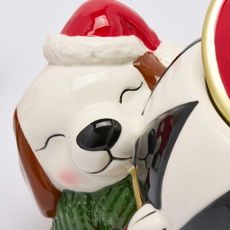 Barattolo in ceramica a forma di cane o gatto con pallina di Natale, perfetto come idea regalo di Natale